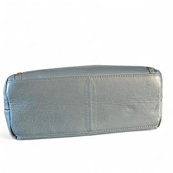 Great American Leather Works Muted Blue Lester Shoulder Bag With Zip Pockets - Picture 4 of 7